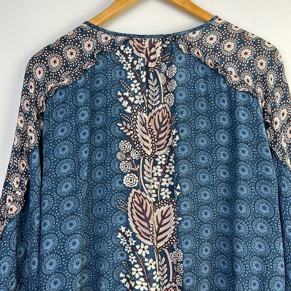 Anthropologie Maeve Letitia Ruffled Blouse Small Viscose 3/4 Sleeve Top Bohemian - Picture 12 of 16